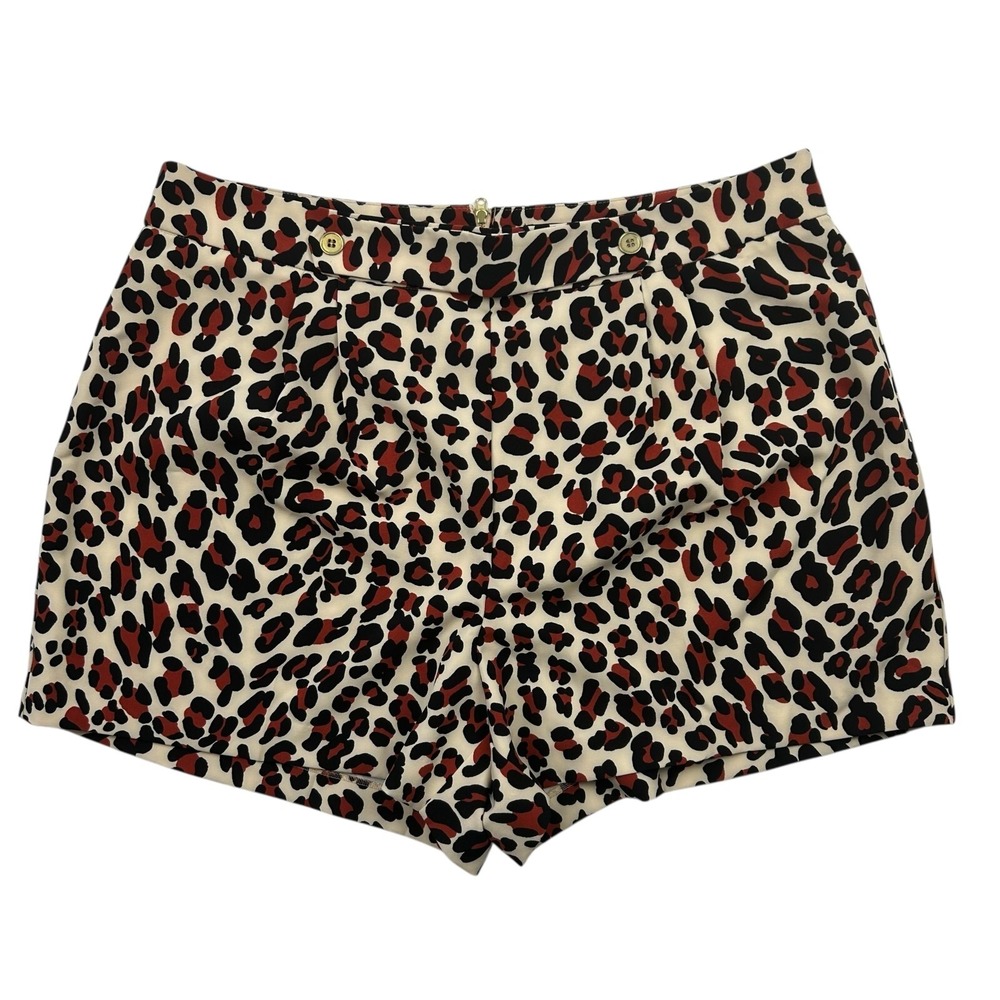 New York & Co NY&Co Animal Print Leopard Cheetah Pleated Shorts Zipper XXL 2XL